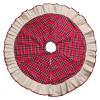 46" Christmas Tree Skirt Patchwork Tartan Plaid with Jute Burlap Ruffle Border Xmas Decoration DUO ER view 1