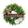 Cabilock 1pc Eucalyptus Wreath Welcome Sign Rustic Farmhouse Door Decor Artificial Floral Hanging Ornament for Spring and Home Decoration view 1