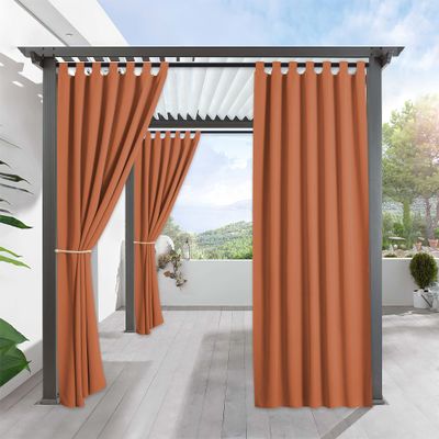 RYB HOME Outdoor Curtains for Patio Waterproof Tab Top Block Sunlight Thermal Insulated Privacy Assured Thick Outside Curtains for Porch, Balcony, Pool, W52 x L95, Mecca Red, 1 Panel