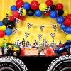 Tegeme 22 Pcs Racing Party Supplies 54 x 108'' Racetrack Tablecloth Orange Cones Party Decorations 9.8 Feet Checkered Pennant Banner Mini Orange Sports Safety Cones for Kids Racing Birthday Decor view 4