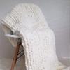 HHZY Chunky Knit Blanket Throw Cable Knit Chunky Chenille Blanket Handmade Arm Knit Blanket Chunky Giant Knit Throw Blanket Sofa Bed Chair Pet Yoga Mat Rug,White,80X100CM view 2