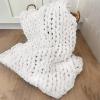 HHZY Chunky Knit Blanket Throw Cable Knit Chunky Chenille Blanket Handmade Arm Knit Blanket Chunky Giant Knit Throw Blanket Sofa Bed Chair Pet Yoga Mat Rug,White,80X100CM view 4