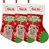 MALIHONG 3 Packs Personalized Merry Christmas Lovely Cat Scottish Fold Stocking Snowflake Red and Green Xmas Party Holiday Home Decor Gift 14.4" view 1