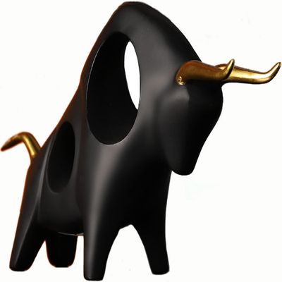 ZKSYLSM Wall Street Bull Abstract Sculpture,Modern Abstract Art Resin Statue Ornament Decor,10" L,Decor for Home,Office,Hotel,Store,Coffee Shop,5 Colors Available (Black)