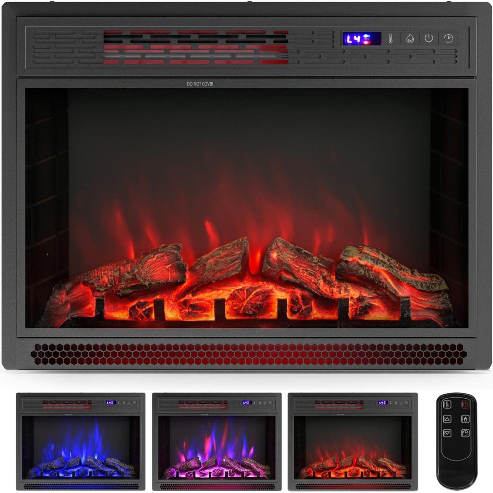 ARLIME 28 Inch Electric Fireplace Inserts in-Wall Recessed and Freestanding Fireplace Heater, 1400W Electric Room Heater Indoor with 3D Adjustable Flame, Remote Control, Thermostat and Timer