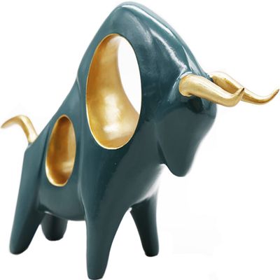 ZKSYLSM Wall Street Bull Abstract Sculpture,Modern Abstract Art Resin Statue Ornament Decor,10" L,Decor for Home,Office,Hotel,Store,Coffee Shop,5 Colors Available (Green)