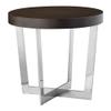 Pangea Home Oyster Modern Wood Veneer & Polished Steel Side Table in Espresso view 1