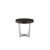 Pangea Home Oyster Modern Wood Veneer & Polished Steel Side Table in Espresso view 2