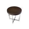 Pangea Home Oyster Modern Wood Veneer & Polished Steel Side Table in Espresso view 3