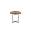 Pangea Home Oyster Modern Wood Veneer & High Polished Steel Side Table in Walnut view 3
