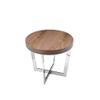 Pangea Home Oyster Modern Wood Veneer & High Polished Steel Side Table in Walnut view 4