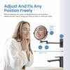 KIBI Circular Wall Mount Makeup Mirror, Dual-Sided 1x/5x Magnifying Mirror with Extendable Arm, 360 Swivel, Solid Brass Construction for Durability and Style (Matte Black - KMM100) view 2