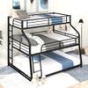 Metal Triple Bunk Beds Twin XL/Full XL/Queen, Floor Triple Bed with Long and Short Ladder/Full-Length Guardrails, 3 Beds in 1 for Boys, Girls, Teens (Black-New+Metal) view 1