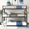 Metal Triple Bunk Beds Twin XL/Full XL/Queen, Floor Triple Bed with Long and Short Ladder/Full-Length Guardrails, 3 Beds in 1 for Boys, Girls, Teens (Black-New+Metal) view 3