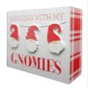 Christmas Gnome Wood Block Sign, Self Standing Holiday Plaque 5.9 inch sq (Hanging With my Gnomies) view 2