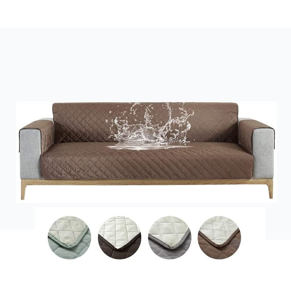 BcofoA Quilted Sofa Cover Sofa Couch Cover Waterproof Sofa Slipcover Water Resistant Chair Loveseat Settee Sofa Couch Furniture Cover Protector with Adjustable Elastic Straps for Dogs Cats
