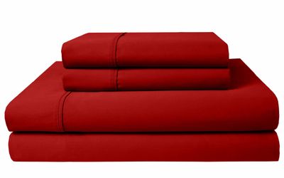 400 Thread Count Pure 100% Egyptian Cotton Sheet Set, Short King Size Bedsheet, 8 Inch Deep Pockets of Fitted Sheet - 4 Piece Soft Breathable Sateen Weave Hotel Bedding 400-TC - Burgundy Solid