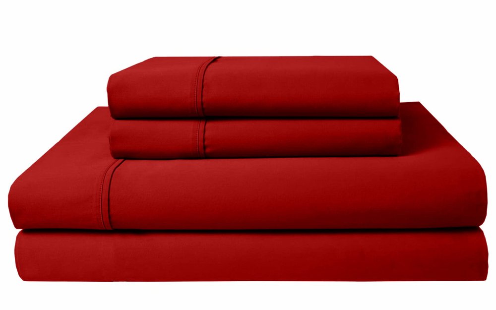 400 Thread Count Pure 100% Egyptian Cotton Sheet Set, Short King Size Bedsheet, 8 Inch Deep Pockets of Fitted Sheet - 4 Piece Soft Breathable Sateen Weave Hotel Bedding 400-TC - Burgundy Solid