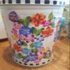 Hand Painted Trash Can Decorative Trash Can Painted Trash Can Galvanized Can - 30 gallon view 2