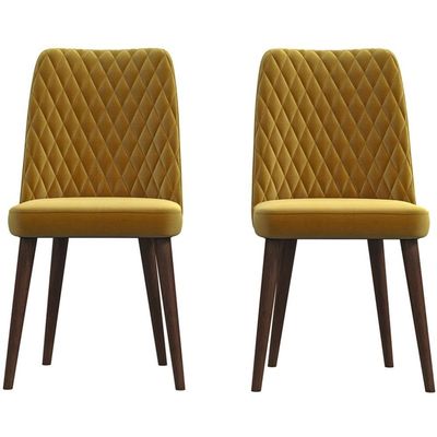 ASHCROFT Ellen Mid-Century Modern Gold Velvet Dining Chair (Set of 2)