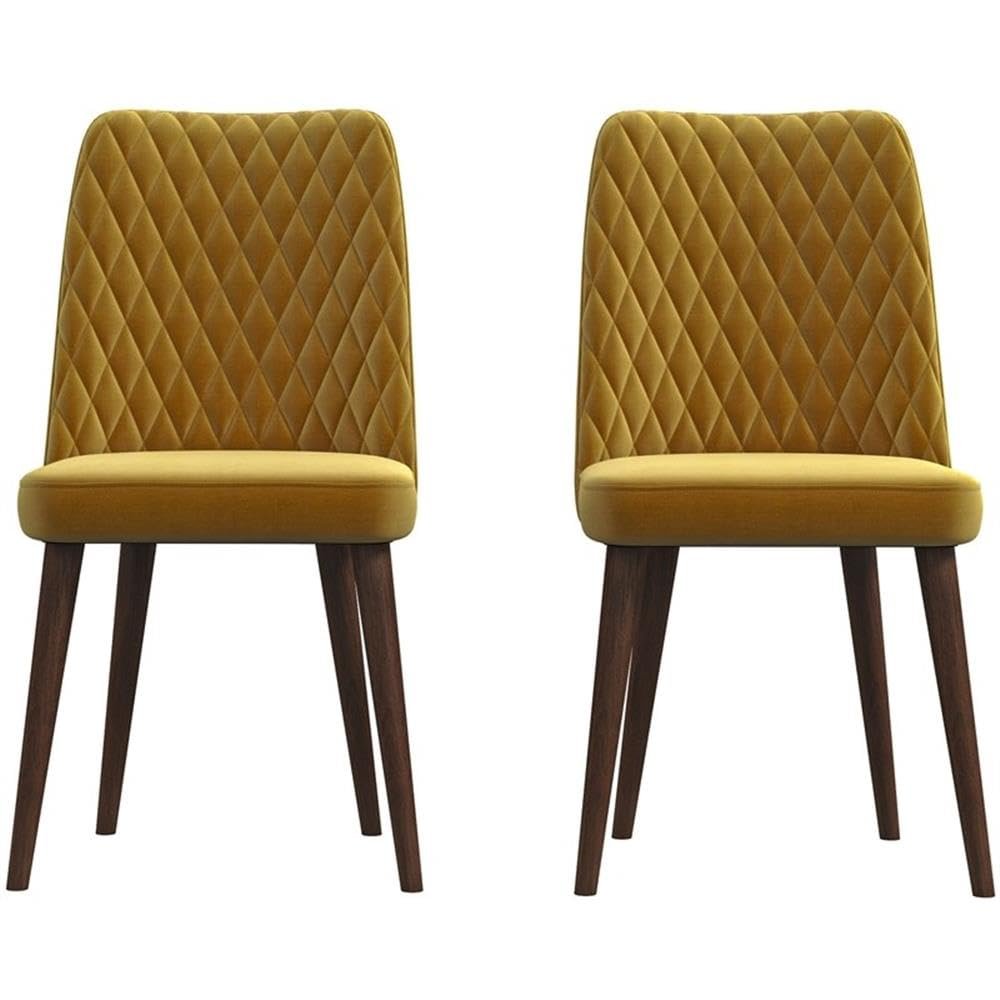 ASHCROFT Ellen Mid-Century Modern Gold Velvet Dining Chair (Set of 2)