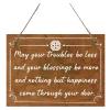 LifeSong Milestones Inspirational Wooden Wall Hanging Irish Rope Sign 8 x 10 x 0.125 May Your Troubles Be Less Home Decor Gift for Family Friends Housewarming Decorations Irish Celebration (Cherry) view 1