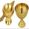 Family Cart 2 x Pure Brass (1 Brass Diya + 1 Akhand Diya) Arti Diya Deepak Wick Lamp Deep Oil Ghee Jyot Diya Stand for Pooja Diwali Religious Temple Home Office Kuber Diya Akhand Jyoti view 1