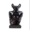 Ancient Egyptian statue of goddess Bastet cat seated black solid stone made in Egypt. her late form a cat-headed woman, rather than a lioness Bastet was goddess of protection,cats, fertility view 1