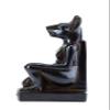 Ancient Egyptian statue of goddess Bastet cat seated black solid stone made in Egypt. her late form a cat-headed woman, rather than a lioness Bastet was goddess of protection,cats, fertility view 3