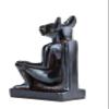 Ancient Egyptian statue of goddess Bastet cat seated black solid stone made in Egypt. her late form a cat-headed woman, rather than a lioness Bastet was goddess of protection,cats, fertility view 4