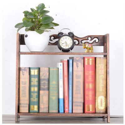 jinyi2016SHOP Bookshelf Desktop Bookshelf Home Retro Bookshelves Floor-to-Ceiling Bookcase 2-Layer Bookstorage Rack Shelf Suitable for Home OfficeBrown Bookcase Storage Rack