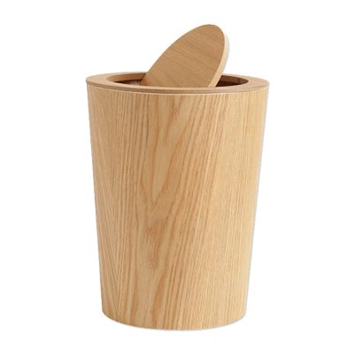 DRSFF Large Trash Can Bathroom Kitchen Fraxinus Mandshurica Flip Trash Bin | Wooden Waste Paper Basket for Home Bedroom Living Room Rubbish Container