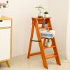 LHYZF Solid Wood Folding 5 Step Stepladders Household Portable Ladders Chairs Multifunction Climb Ladder Stools for Home Garden or Library view 1