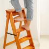 LHYZF Solid Wood Folding 5 Step Stepladders Household Portable Ladders Chairs Multifunction Climb Ladder Stools for Home Garden or Library view 3
