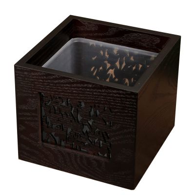 DRSFF Wooden Small Trash Can Desktop Mini Garbage Waste Bin Storage Box Paper Basket Rubbish Bucket for Home Living Room Bedroom Coffee Table - Black Walnut