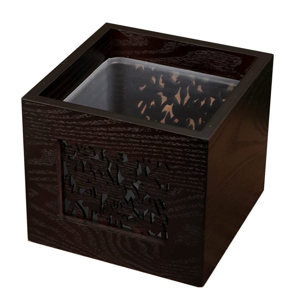 DRSFF Wooden Small Trash Can Desktop Mini Garbage Waste Bin Storage Box Paper Basket Rubbish Bucket for Home Living Room Bedroom Coffee Table - Black Walnut