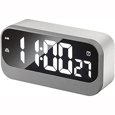 Sxdthy Digital Alarm Clock,with Large Number LED Display,USB Charger, Portable Bedside Desk for Heavy Sleepers,Kids,Bedroom,Home,Multifunctional Mirror Digital Luminous Sitting Clock (Color : White)
