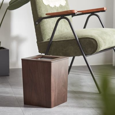 DRSFF 8L Large Trash Can Wooden Garbage Bin Kitchen Rubbish Container Chinese Style Home Eco Waste Dustbin Living Room Bedroom Bathroom Light Luxury Recycle Bin