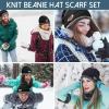 BCDlily Fleece Lined Beanie Hats with Scarf Set for Men Women Winter Warm Thick Knitted Hats Skull Cap Neck Warmer (Black_A) view 4