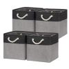 Temary 12 Inch Cube Storage Baskets 4 Pack Fabric Storage Bin for Clothes, Large Baskets with Handles, Basket for Organizing Towels, Blankets, Collapsible Cube Storage Bins (Black&Gray) view 1