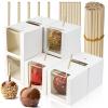 BadenBach 40 Pack Candy Apple Boxes with Hole and Sticks, 4" x 4" x 4" Kraft Caramel Apple Box with Clear Window, Chocolate Covered Apples Packaging Boxes for Wedding,Party,Father's Day(White) view 1