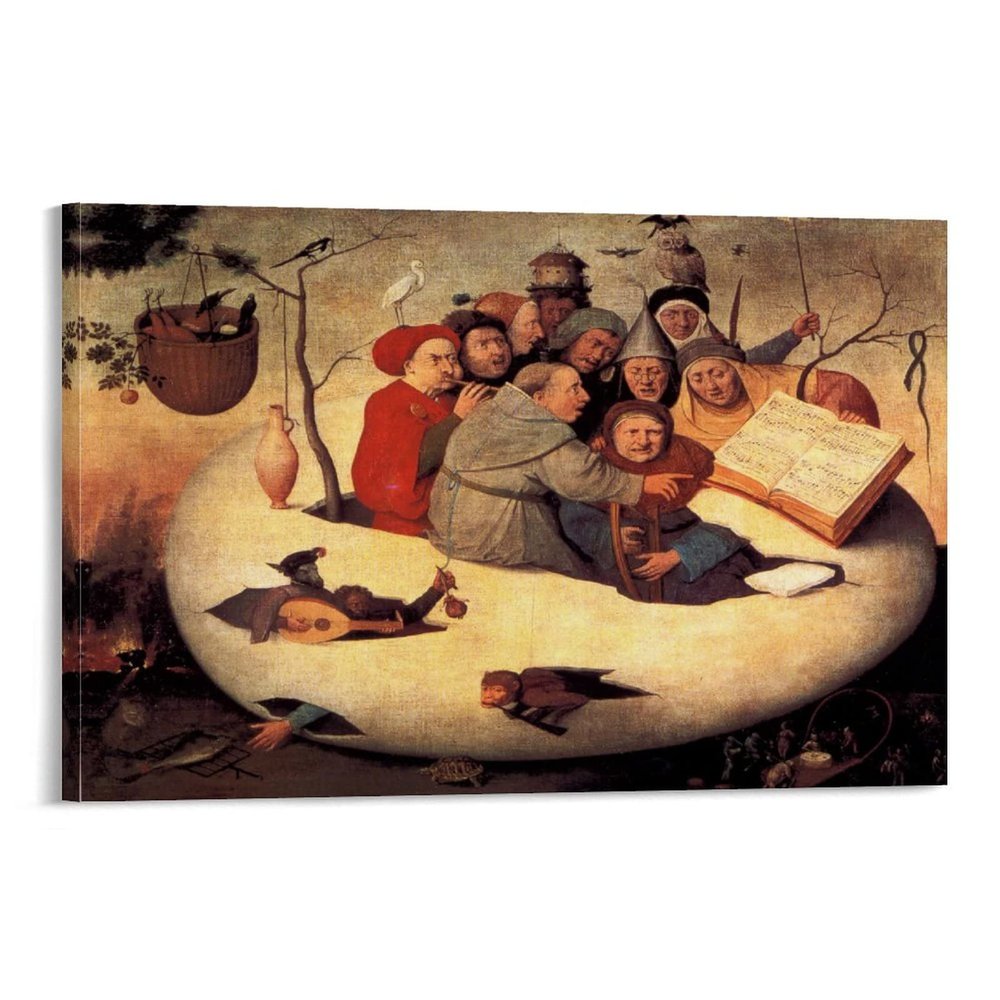 14 Famous Paintings by Hieronymus Bosch - The Concert in The Egg Canvas Art Poster and Wall Art Picture Print Modern Family Bedroom Decor Posters 24x36inch(60x90cm)