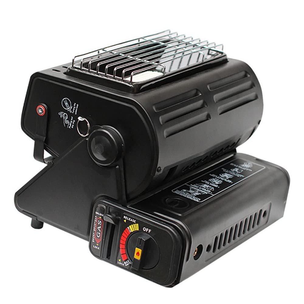 LKP 1.3KW Portable Butane Heater, Lightweight Gas Heater Stove, Outdoor Heating Burner Garage Hiking Patio Camping Heater 10.23x9.45x7.87inch, Black/Red