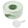 1set Light Green Ceramic Teapot Warmer Multi-Functional Tea Heating Base for Home Use Convenient Candle Stand for Loose Leaf Tea and for Housewarming and Birthdays view 1