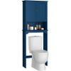 Yaheetech Over The Toilet Storage with 2 Doors & Adjustable Shelf, Free Standing Toilet Rack Wooden Space-Saving Collect Cabinet, Bathroom Furniture, L24.5xW9xH66 in, Navy Blue view 1