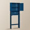 Yaheetech Over The Toilet Storage with 2 Doors & Adjustable Shelf, Free Standing Toilet Rack Wooden Space-Saving Collect Cabinet, Bathroom Furniture, L24.5xW9xH66 in, Navy Blue view 3
