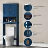 Yaheetech Over The Toilet Storage with 2 Doors & Adjustable Shelf, Free Standing Toilet Rack Wooden Space-Saving Collect Cabinet, Bathroom Furniture, L24.5xW9xH66 in, Navy Blue view 4