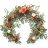 Ling's moment Terracotta Flower Garland - 6FT Eucalyptus & Rose - Sweetheart Table Decor for Wedding Reception, Fall Artificial Floral Garland for Mantle, Christmas Decoration, Burnt Orange view 1