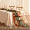 Ling's moment Terracotta Flower Garland - 6FT Eucalyptus & Rose - Sweetheart Table Decor for Wedding Reception, Fall Artificial Floral Garland for Mantle, Christmas Decoration, Burnt Orange view 3