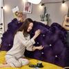 ZZYK Soft Reading Headboard Pillow, Large Bolster Headboard Backrest Positioning Support Wedge Cushion, for Day Bed Bunk Bed Sofa Bed with Removable Cover,Purple,59"/150cm view 3